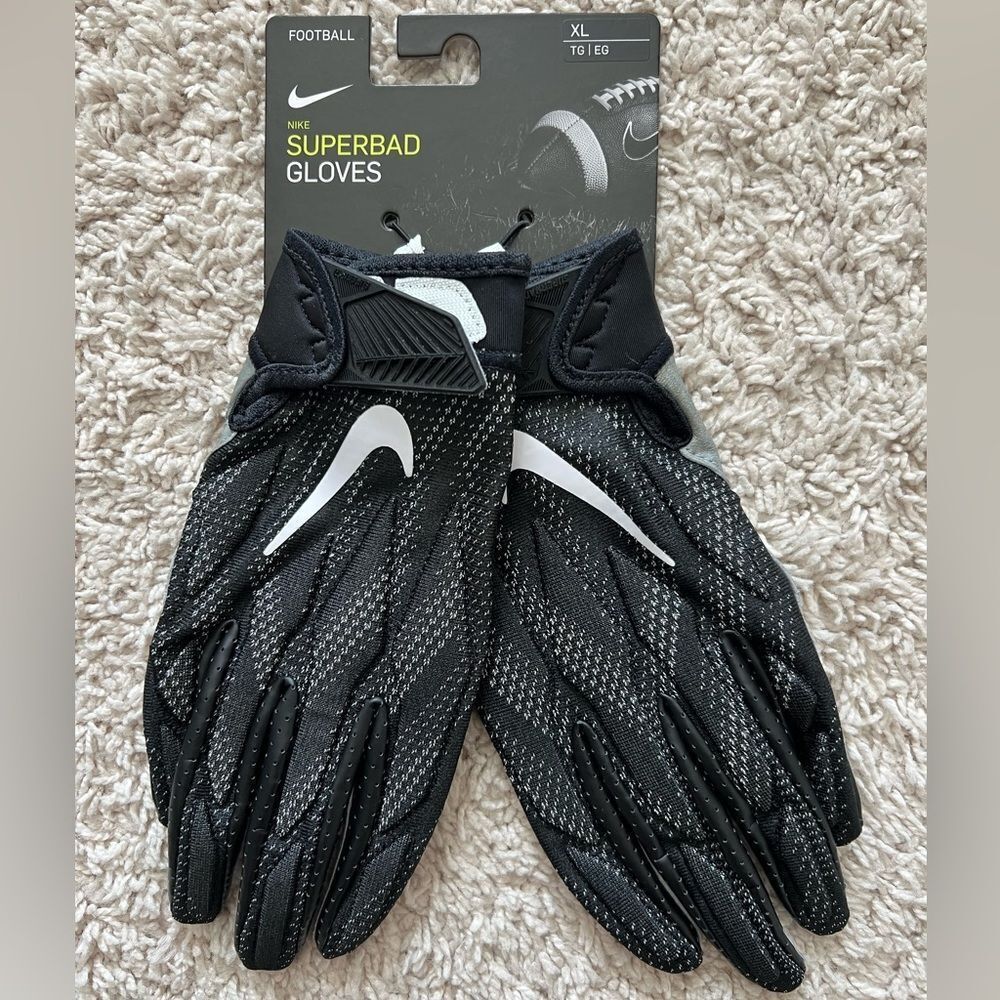 Nike Superbad NFL Football Gloves Black Gray